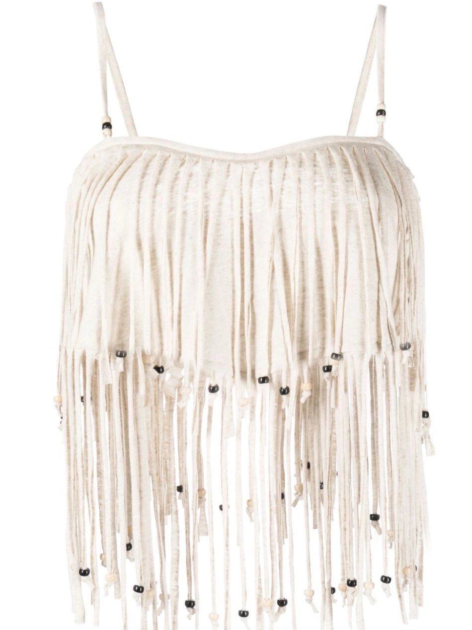 Affordable fringed bead-detail Alanui crop Monsoon top Women 0408